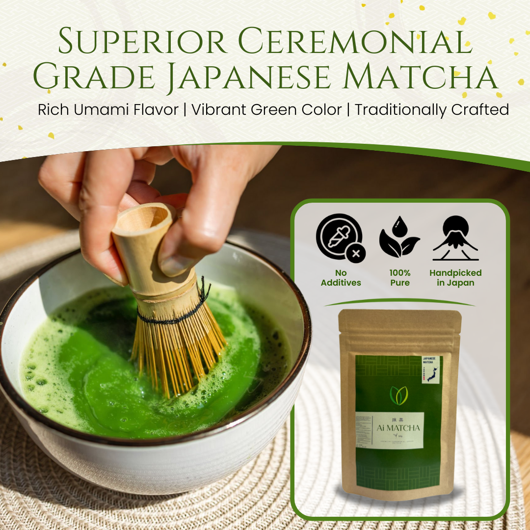 Ai MATCHA Superior Ceremonial Grade Japanese Matcha Green Tea Powder (50g/1.76 oz)